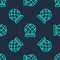Green line Montreal Biosphere icon isolated seamless pattern on blue background. Vector