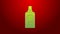 Green line Mouthwash plastic bottle icon isolated on red background. Liquid for rinsing mouth. Oralcare equipment. 4K