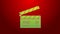 Green line Movie clapper icon isolated on red background. Film clapper board. Clapperboard sign. Cinema production or