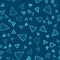 Green line Nachos icon isolated seamless pattern on blue background. Tortilla chips or nachos tortillas. Traditional