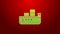 Green line Oil tanker ship icon isolated on red background. 4K Video motion graphic animation