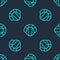 Green line Parachute icon isolated seamless pattern on blue background. Extreme sport. Sport equipment. Vector