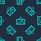 Green line Picture icon isolated seamless pattern on blue background. Vector