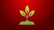 Green line Plant icon isolated on red background. Seed and seedling. Leaves sign. Leaf nature. 4K Video motion graphic