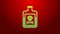 Green line Poison in bottle icon isolated on red background. Bottle of poison or poisonous chemical toxin. 4K Video