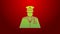 Green line Police officer icon isolated on red background. 4K Video motion graphic animation