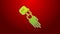 Green line Prosthesis hand icon isolated on red background. Futuristic concept of bionic arm, robotic mechanical hand