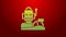 Green line Robot humanoid driving a car icon isolated on red background. Artificial intelligence, machine learning