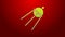 Green line Satellite icon isolated on red background. 4K Video motion graphic animation