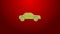 Green line Sedan car icon isolated on red background. 4K Video motion graphic animation