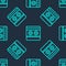 Green line Shooting gallery icon isolated seamless pattern on blue background. Vector