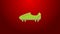 Green line Soccer or football shoes with spikes icon isolated on red background. American football boot. 4K Video motion