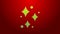 Green line Sparkle stars with magical glitter particles icon isolated on red background. Magic christmas decoration. 4K