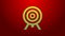 Green line Target icon isolated on red background. Dart board sign. Archery board icon. Dartboard sign. Business goal