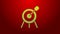 Green line Target sport icon isolated on red background. Clean target with numbers for shooting range or shooting. 4K