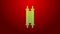 Green line Torah scroll icon isolated on red background. Jewish Torah in expanded form. Star of David symbol. Old