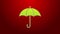 Green line Umbrella icon isolated on red background. Insurance concept. Waterproof icon. Protection, safety, security