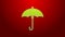 Green line Umbrella icon isolated on red background. Waterproof icon. Protection, safety, security concept. Water