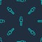 Green line Unlocked key icon isolated seamless pattern on blue background. Vector Illustration