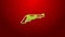 Green line Vintage pistol icon isolated on red background. Ancient weapon. 4K Video motion graphic animation