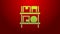 Green line Warehouse interior with boxes on racks icon isolated on red background. Logistics, cargo, parcel storage