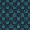 Green line Warehouse price icon isolated seamless pattern on blue background. Vector