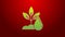 Green line Watering plant icon isolated on red background. Seed and seedling. Irrigation symbol. Leaf nature. 4K Video