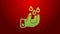 Green line Wudhu icon isolated on red background. Muslim man doing ablution. 4K Video motion graphic animation