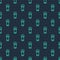 Green line Zipper icon isolated seamless pattern on blue background. Vector