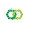 Green linked chain recycle circle arrows symbol vector