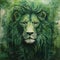 Green Lion: Encaustic Post-impressionism Wall Art