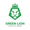 Green lion head logo design