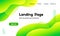 Green liquid landing page template. Vector abstract colorful wavy fluid background for web page cover