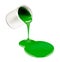 Green liquid paints spouting from can