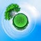 Green with little planet effect,Green planet, conceptual artwork