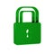 Green Lock icon isolated on transparent background. Padlock sign. Security, safety, protection, privacy concept.