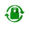 Green Lock icon isolated on transparent background. Padlock sign. Security, safety, protection, privacy concept.