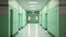 Green lockers cabinets furniture in a locker room at school or university for student.