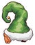 Green Long Santa`s Helper Hat Accessory with Elf Ears and Jingle Bell, Vector Illustration