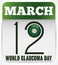 Green Loose-leaf Calendar to Promote World Glaucoma Day, Vector Illustration