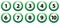 Green lottery balls 1-10, isolated, vector illustration