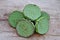 Green lotus seeds on the table