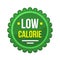 Green Low-Calorie Product Label on White Background. Vector