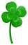 Green lucky four leaf clover symbol of St. Patrick`s day