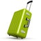 Green luggage in angle position