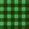 Green lumberjack plaid pattern. Seamless vector background. Alternating overlapping black and colored cells. Template for clothing