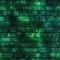 Green Luminescence Beautiful Brick Wall Texture Tile Seamless Background. Generative AI