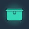 Green Lunch box icon isolated on blue background. Abstract circle random dots. Vector Illustration