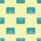 Green Lunch box icon isolated seamless pattern on yellow background. Vector Illustration