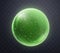 Green magic fantasy sphere. Crystal ball with glowing sparkles and particles. Energy orb with glow flare light effect